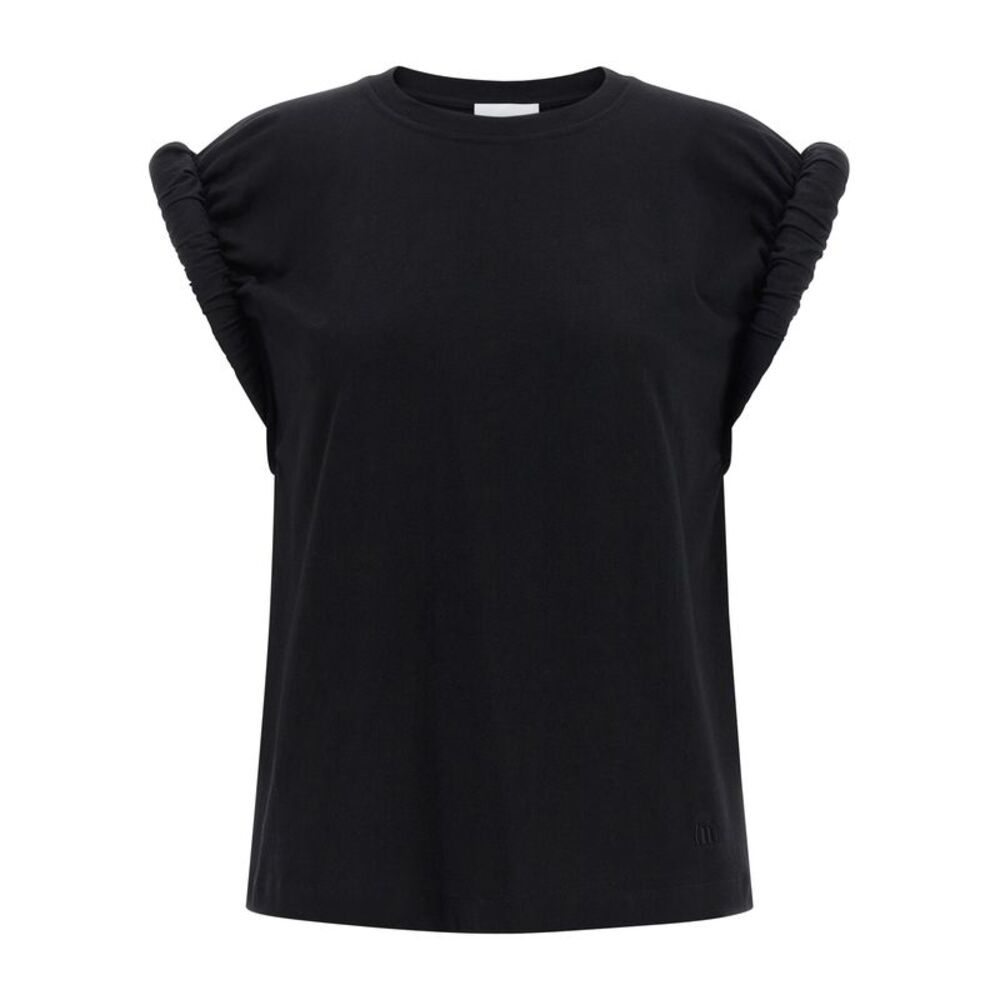 NUDE Black Cotton Sleeveles Women's T-Shirt